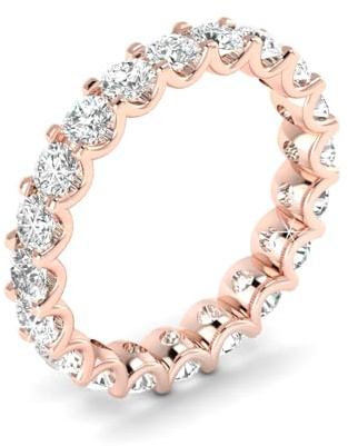 JTC LTD Full Eternity Ring for Womens,1.00ct Natural Round Diamond U Prong Full Eternity Wedding Ring for Women (Rose Gold, J)