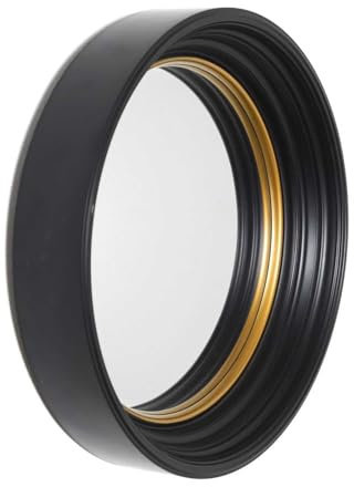 HOME DECO FACTORY Runder Konvexspiegel 40,5 cm Vergrößernd Gold Schwarz | Kunststoff, runder Konvexspiegel, 40,5 cm, schwarze Umrandung, vergrößernder Effekt, moderne Wanddeko, Gold und Schwarz
