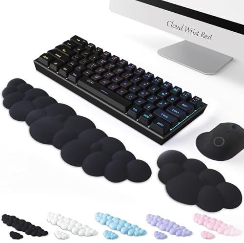 Keyboard Cloud Wrist Rest, Palm Rest Desk Could Wrist Pad, Ergonomic Wrist Rest for Computer Keyboard Support for Pain Relief, Mouse Pad Rest Support for Office/Computer/Laptop/Gaming/Mac,Black