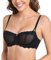 DotVol Women's Balconette Sheer Lace Half Cup Unpadded Underwire Slightly Push Up Bra(Black, 38B)
