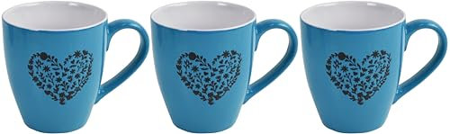 Mugs Set Coffee Tea Hot Chocolate Milk Tumbler Large Mugs for Multipurpose House Office Cafes Use Ideal for Gifting Tableware (Blue Heart 3pcs 500ml)