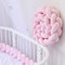 Homesally Rosa,350cm,Bettschlange Geflochten, Bettschlange Bettstoßstange, Geflochten Bettschlange Nestchen Babybett Knotenkissen, Bettumrandung Kantenschutz