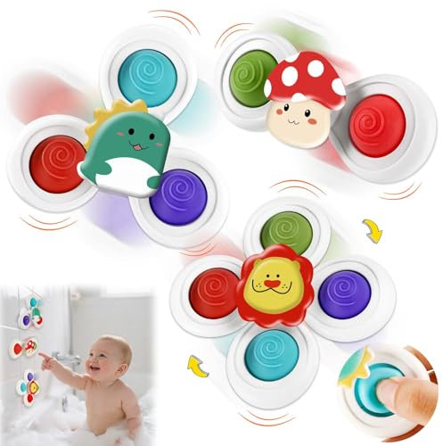 Tapvai 3 Pièces Spinner Bebe Ventouse, Baby Spinner mit Fäden, Jouet Ventouse Bebe, Jouets Ventouse Spinner, Jouet Ventouse Chaise Haute pour Tout-Petit, Filles, Garçons 1-6 Ans