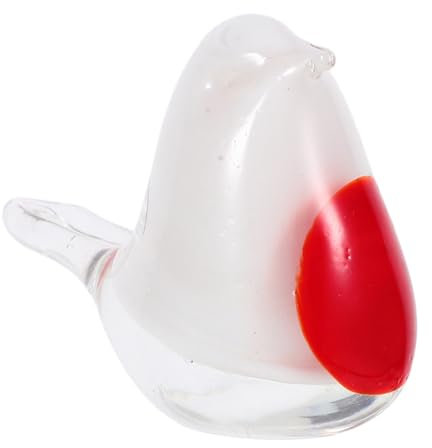 OSALADI Handgeblasene Glasvogel-Figurine Mit Bauch Und Weißen Flügeln Elegantes Kristall- Für Zuhause Für Schreibtisch-Dekoration Und Sammlerstücke