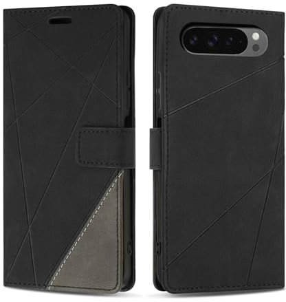SONWO Case for Google Pixel 9 Pro/Google Pixel 9, Premium PU Leather Flip Wallet Case Cover with Magnetic Closure and Card Slots, Phone Case for Google Pixel 9 / Pixel 9 Pro, Black