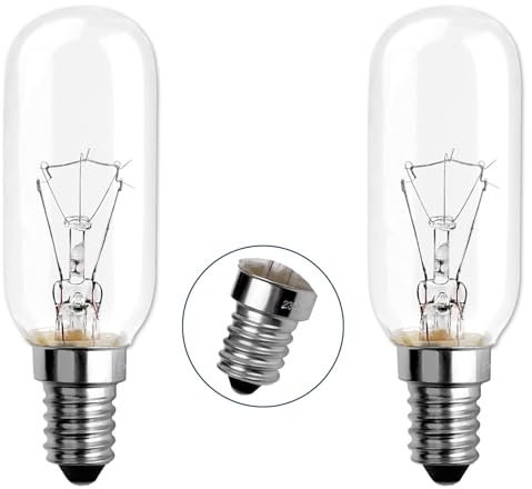 CMA INTERNATIONAL 2 x 40W 240V Cooker Hood Light Bulbs 2700K-[E14 Replacement Universal Small Screw Cap]-T25 for Residential and Commercial Kitchen Lighting-Pack of 2