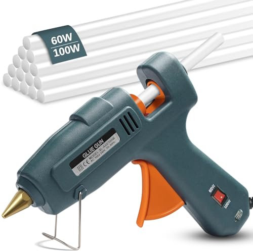 YESLUSY Pistola Silicona Caliente, 60W/100W Pistola a Caldo per Colla de Doble Temperatura, Con 15 Pegamento Caliente (11mm x 200mm) Boquilla Antigoteo para Bricolaje, Manualidades y Reparaciones