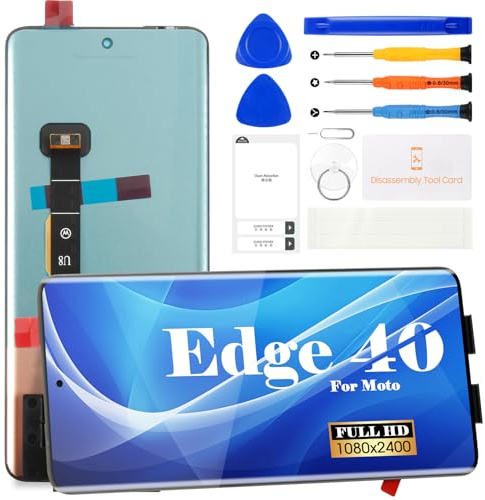 Display LCD per Motorola Moto Edge 40 per Motorola Moto Edge 40 Neo Screen Replacemet per XT2303-2 XT2307-1 Touch Screen Digitizer Display Assembly Kit di riparazione senza cornice (nero)