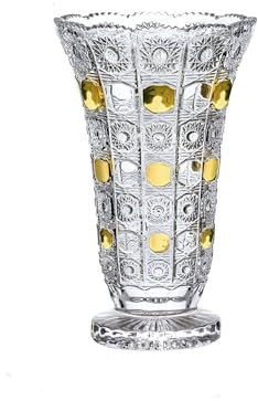 Jarrón dorado pintado a mano de 11 pulgadas de alto para centros de mesa, cocina, oficina, sala de estar, boda, jarrón de cristal perfecto para decoración del hogar.