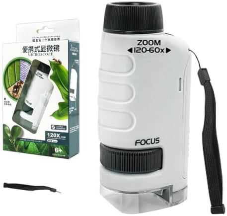 Orolotay Children'S Handheld Microscope, Portable Microscope for Primary and Secondary School Students White Easy to Use