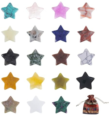 20 Stück Stern Edelsteine Glücksbringer Set Sterne Edelstein Heilsteine Sterne Kristalle Frau Glücksbringer Edelsteine Stern Glückssteine Dekosteine Reiki Heilkristalle Chakra Stein Natürliche Sternes