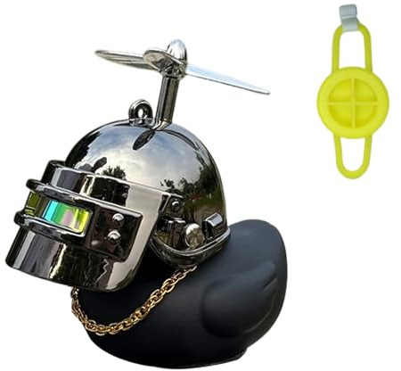 Motorrad -Lenkerente - Squeeze Duck Horn mit Helm für Fahrräder und Roller | Lustiges Fahrradlädenzubehör, Dashboard -Dekoration, Gummi -Entenglocke zum Radfahren, Roller, Motorrad, Kinder RI