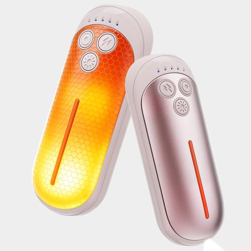 Lot de 2 chauffe-mains électriques portables rechargeables par USB, 5 niveaux de chauffage, chaufferettes de poche réutilisables pour l'hiver, l'extérieur, cadeaux de Noël (rose clair)