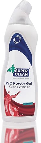 SUPER CLEAN WC POWER GEL 1 x 750 ml – Premium WC Reiniger gegen Kalk & Urinstein – Haftendes WC Gel mit Kirschduft – Schonend & ohne GHS-Kennzeichnung – Made in Germany