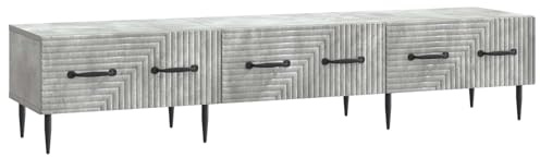 XHNIFBN Mueble de TV de color gris hormigón con 3 cajones, mesa de TV de estilo vintage para televisores de hasta 60 pulgadas, muebles de salón de madera, 147 x 34,5 x 30 cm