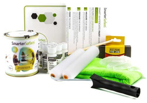 SmarterSurfaces Whiteboard Paint 2m² Transparent Full KIT - Convert Any Wall Into A Writable Surface - Writable Dry Erase Wall Paint Clear