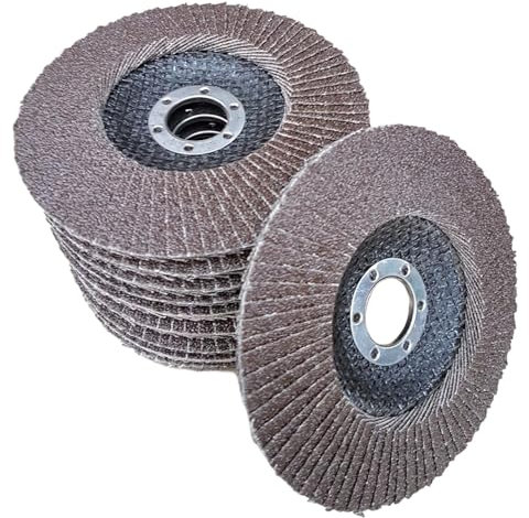 10 x Rostio Fächerscheibe 125 mm Stahl Fächer-Schleifscheibe Braun Normalkorund Flex/Winkelschleifer (Korn 80)