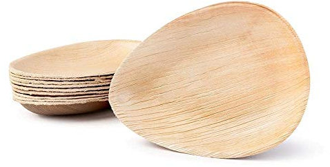 BOX And Tree | 100Piezas Platos Desechables Hoja de Palma 17cm | Vajilla Desechable Biodegradable 100% Compostable | Plato de Bambú para Cumpleaños, Material de Madera de Palmera