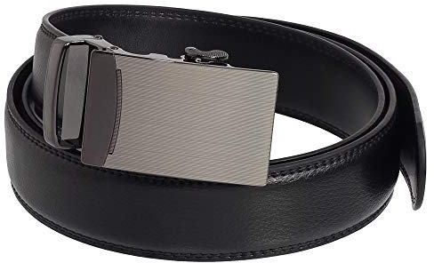 Ledershop24 Geschenkset - Automatik Ledergürtel Herren & Damen Gürtel Echt-Leder - Leder-Gürtel mit Automatikschließe Breite 35 mm Schwarz 120 cm Bundweite