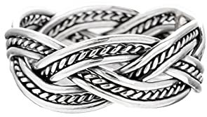 Windalf Vikings Unisex Vintage Ring THORNGAD 0.8 cm Partner Silberring Zopf-Muster Bohemia Geflochtener Freundschaftsring Handgeschmiedet aus 925 Sterlingsilber (Silber, 64 (20.4))