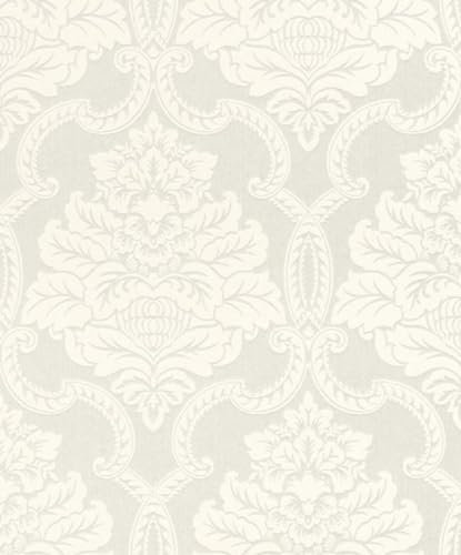 Casa Padrino Barock Textiltapete Weiß 10,05 x 0,53 m - Barock Tapete - Deko Accessoires