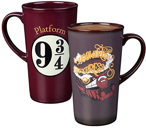 Harry Potter Platform 9 3/4 Heat Reveal Tall Mug, 17oz - Hogwarts Express Image Activates w/Heat - Large Size - Officially Licensed - Book Movie Gift for Kids, Teens, Adults