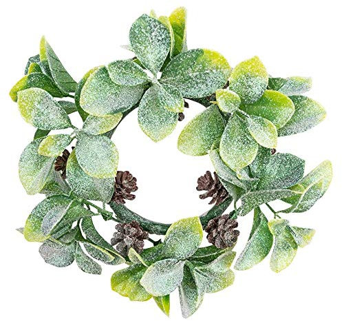 Ideen mit Herz Deko-Kranz | Weihnachten & Winter (Beglimmerten Blättern & Tannenzapfen - Ø18cm)