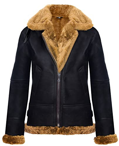Infinity Leather Damen Kapuzenjacke Aus Schaffell B3 Braunes Ingwer Leder Flieger Pilot 5XL