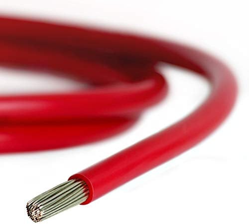 AWG 10, 6.0mm.sq Tinned Marine Grade DC Battery Cable, for Battery Looms and Starter Cable on Boats, Cars, Motorhomes etc. Various Lengths, Red and Black. (5.0m, RED)