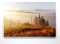 Atemberaubende Leinwand Herbstbilder - Lichtung im Nebel - als 120x80cm großes XXL Leinwandbild. Wandbild als Hintergrund und Deko für Wohnzimmer & Schlafzimmer. Aufgespannt auf Holzrahmen