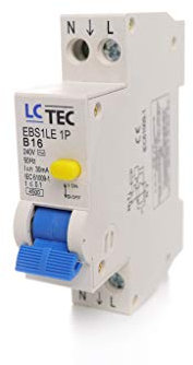 Différentiel avec élément de surintensité - RCD - Fusible différentiel - EBS1LE - B16-1 phase - 1P - 30 mA - Type AC - Protège contre les chocs électriques.