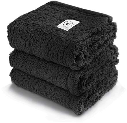 1 Pack 3 Decken Super Weich Premium Flauschig Hundedecke Katzendecke für Haustier Hunde Katze Welpe Schwarz S(45 * 75 cm)
