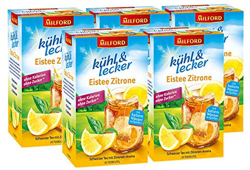 Milford k?hl & lecker Eistee Zitrone, 20 Teebeutel / 5er Pack