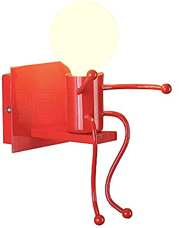 iDEGU Wandleuchte, moderne Wandlampe, Humanoidstil, kreativ, Dekoration Lampe für den Innenbereich, für Kinderzimmer, Wohnzimmer, Flur (rot)