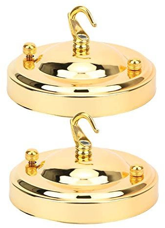2 Stück Deckenbaldachin, Kronleuchter Deckenplatte Haken, Retro Eisen Decke Haken Platte Deckenleuchter Hakenplatte Mehrzweck Pendelleuchte Zubehör für Hängeleuchten und Kronleuchter DIY (Golden)