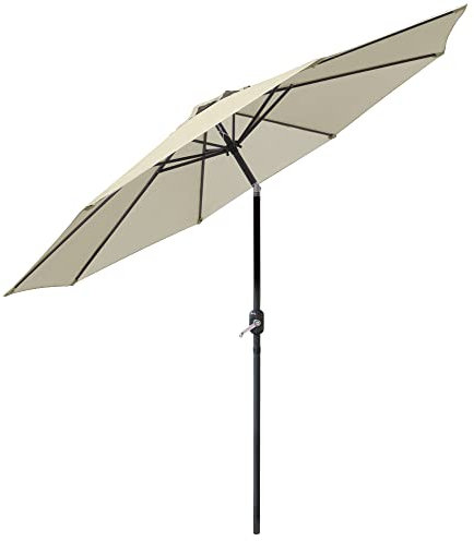 Green Bay 3m Round Parasol 8 Metal Ribs Construction Garden Furniture Parasol Outdoor Umbrella With Winding Crank & Tilt Function (Cream)