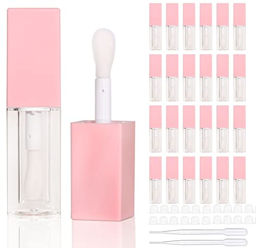 24pcs 5ml Leere quadratische rosa Lipgloss Rohre Bulk Großhandel mit großen Stab Lipgloss Behälter