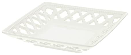 Hervit Piatto Svuotatasche Quadrato in Porcellana Traforato Bianco 20x20 cm