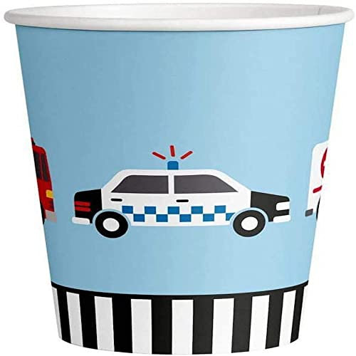 amscan 9906581-66 - On The Road Lot de 8 gobelets en carton pour fête d'anniversaire, multicolore, 250 ml