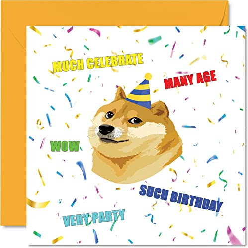 Lustige Geburtstagskarten Männer und Frauen – Doge Meme – unhöfliche Geburtstagskarten Vater Bruder Schwester Sohn Tochter Oma Großvater 145 mm x 145 mm Grußkarten Witz Humor 30. 40. 50. Geburtstag