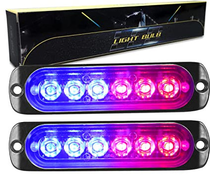 RIGIDON 2 Piezas 4.3 pulgada 6 led luz estroboscópica emergencia, 12v 24v faros antiniebla barras de luz led para trasera off road camión, coche, ATV, SUV, 4x4, barco, rojo azul impermeable IP67