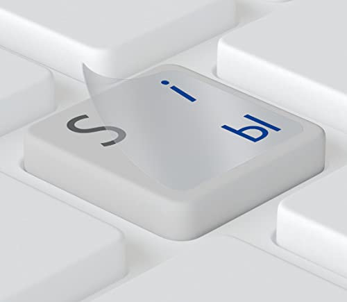 Keystickers® | 14x14mm - Ukrainische Tastaturaufkleber für PC & Laptop | Transparent matt | Position: Oben-Rechts | Farbe: BLAU | Ukrainian Keyboard Stickers | Наліпки на клавіатуру