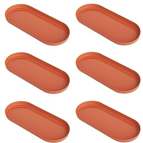 Clever Pots 6x Soucoupe 52.4cm Pour Jardiniere Plastique 60cm, Plateau pour Bac a Fleurs Rectangulaire, Jardinières Extérieures et Interieures pour Fleurs & Plantes, Balcon, Serre, Jardin - Terracotta