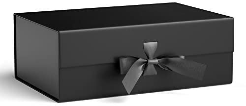 GIFTSAY Magnetic Gift Box for Presents 32.2 x20.3 x11.4 cm,Large Gift Boxes Black with Lid for Gifts, Paper Wedding Favor Boxes,Birthday Gift Box Bulk, Party Favor Boxes