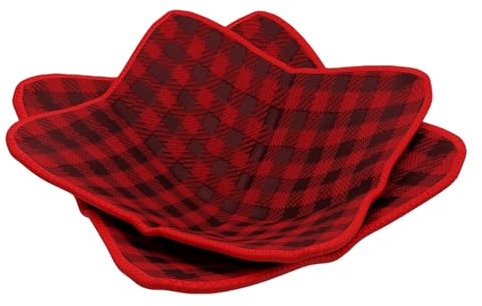 ULVEOL Set 2X Black 7 sq. x 4 H Red Microwave Bowl Cloth Hot Pads Pot - Microwave Safe Holder Multipurpose Heat Resistant Plate Holder Polyester Potholder - Protector for Heat Soup, Food, Meals