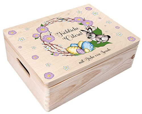 Creative Deco Personalisiert Ostern Deko Holzkiste Geschenke Ostergeschenke mit Wunschtext | Osterndeko Individuelle Geschenk für Frauen, Männer, Erwachsene und Kinder | Originale Osterhase Osterkorb