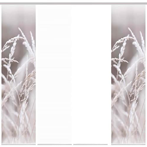 VISION S 84186 | Gordo Schiebegardine, halbtransparent, Bambus-Optik 260x60 cm, Farbe:Natur, Größe:260 x 60 cm, Anzahl:4er Set (2X Bedruckt. 2X Uni)