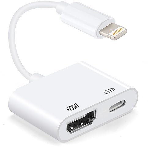 Bokadz Adaptateur HDMI pour iPhone vers TV - AV Numérique HD 1080p pour iPad, Écran de Synchronisation Compatible avec iPhone, iPad, Tous Systèmes