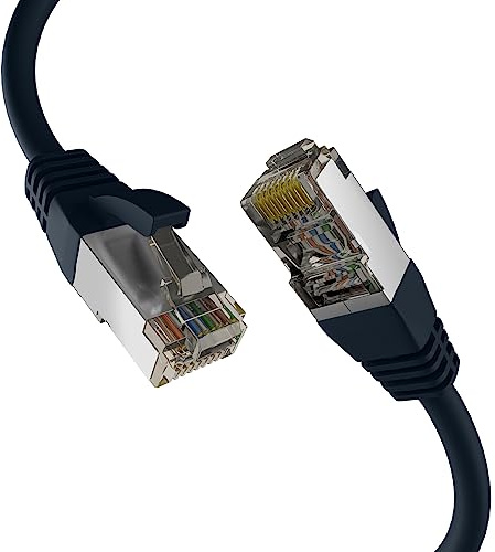EFB-Elektronik - CAT. 8 Netzwerkkabel bis zu 40 Gbit - 1 m LAN Kabel Ethernet Kabel Patchkabel mit Knickschutz - PoE Übertragung von Daten und Strom - RJ45 Anschluss, S/FTP PIMF Schirmung - Schwarz