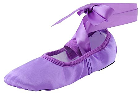 Scarpe da ballo per bambini, scarpe da danza per bambini, con cinghie, per interni ed yoga, per il battesimo, Lilla, 33.5 EU
